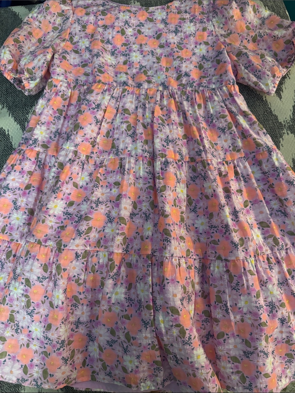 Cat & Jack Lavender Floral Tiered Dress with Peach Blooms